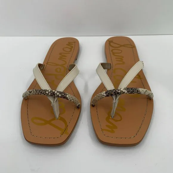 Sam Edelman Abbey flat thong slide leather sandals snake square toe shoe 8 - Picture 5 of 7
